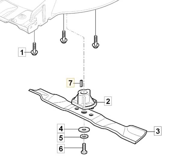 HP425 - 2019-2021 - 2L0431038/M19 - Mountfield Rotary Mower Blade Diagram