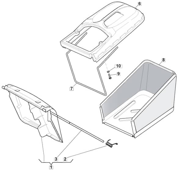 M512 PD 3S BW - 2010 - 292157833/M10 - Mountfield Rotary Mower Grass Bag Diagram