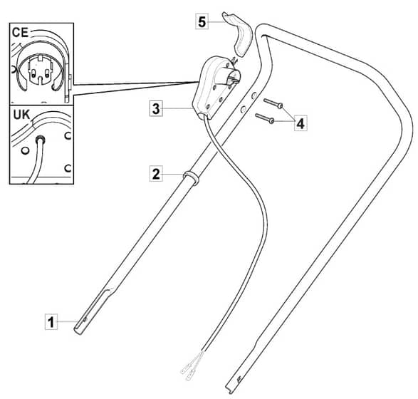 ES 460 - 2019 - 299114663/MTF - Mountfield Rotary Mower Upper Handle Diagram