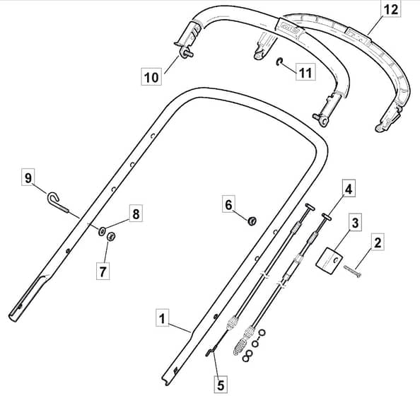 M4820 PD BW EL 4S - 2022 - 299487743/MTF - Mountfield Rotary Mower Upper Handle Diagram