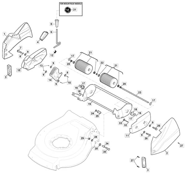 HP42 R - 2014 - 299434043/BQ - Mountfield Rotary Mower Roller Diagram