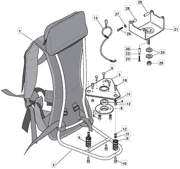 MB 4303 - 2010 - 281622003/MO9 - Mountfield Brushcutter Backpack Diagram
