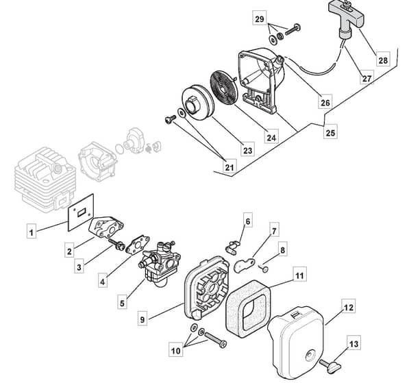 MB 25J - 2006 - 282310103/MO6 - Mountfield Brushcutter Handle Diagram