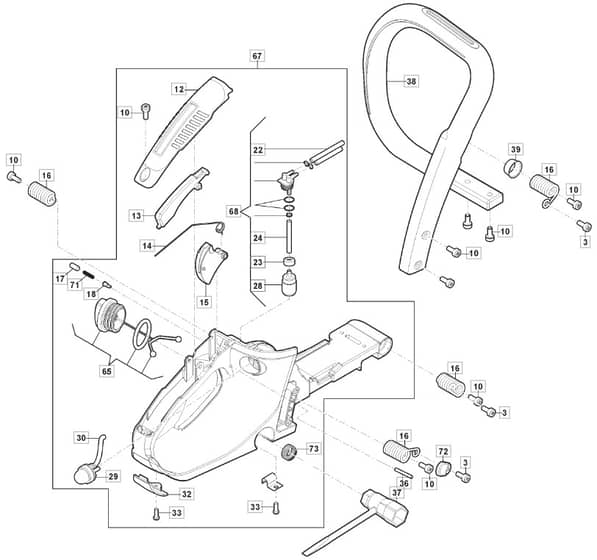 MC 4216 - 2017-2022 - 240421603/M17 - Mountfield Chainsaw Handle Diagram
