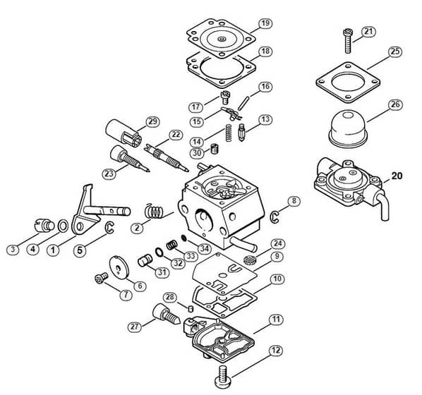 Genuine Stihl FS46 C-E Z / X - Carburetor C1Q-S66 (36.2002)