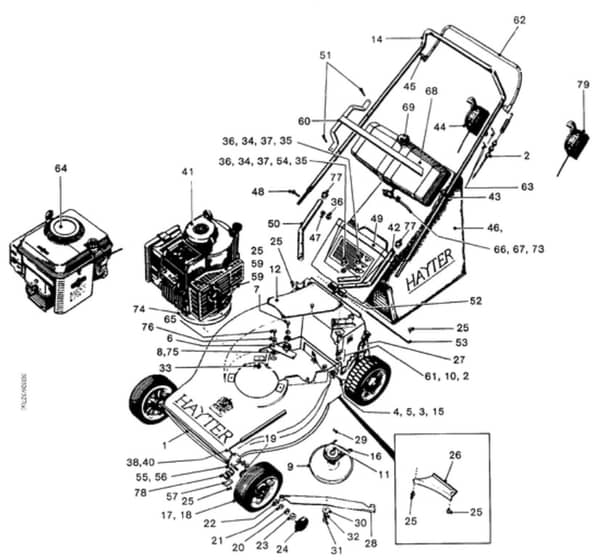 Hayter Hunter 46 AD 2 Stroke - 327 (327001354 - 327099999) - 2 Stroke (Autodrive) Mainframe Assembly
