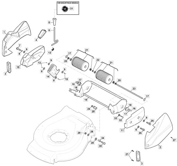 S42R HP Li - 2016 - 299434003/M16 - Mountfield Rotary Mower Roller Diagram