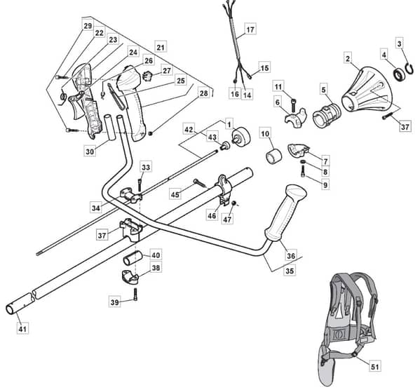 MB 2502 - 2010-2011 - 281421003/MO9 - Mountfield Brushcutter Handle Diagram
