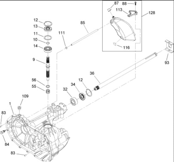Hayter RT380H - 135E (135E280000001 - 135E280999999) - Main Housing - Transaxle 104-1760