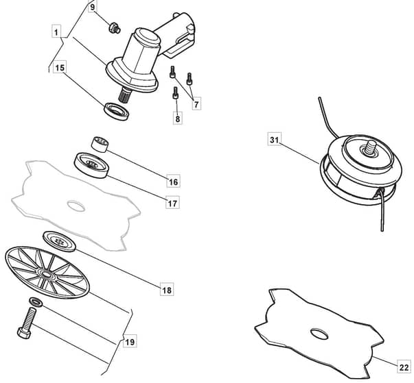BJ 335 - 2009-2010 - 285320003/MO9 - Mountfield Brushcutter Gear Head Diagram