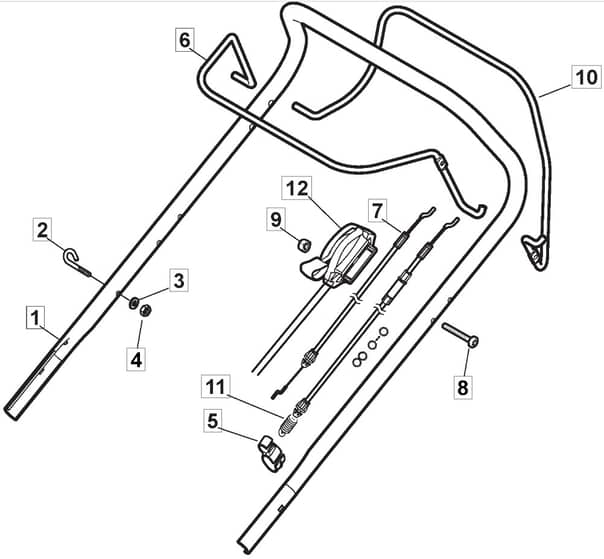 HW511 PD 4 in 1 - 2013-2014 - 295536043/M12 - Mountfield Rotary Mower Upper Handle Diagram