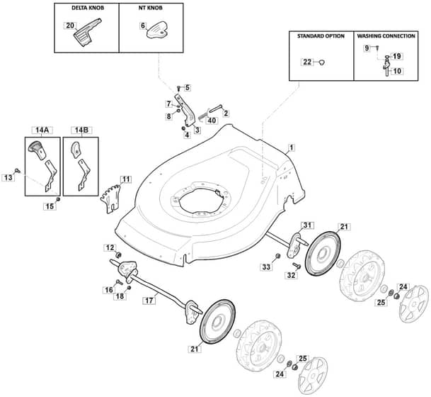 EL 4800 HP - 2012-2022 - 299480663/MTF - Mountfield Rotary Mower Height Adjusting Diagram