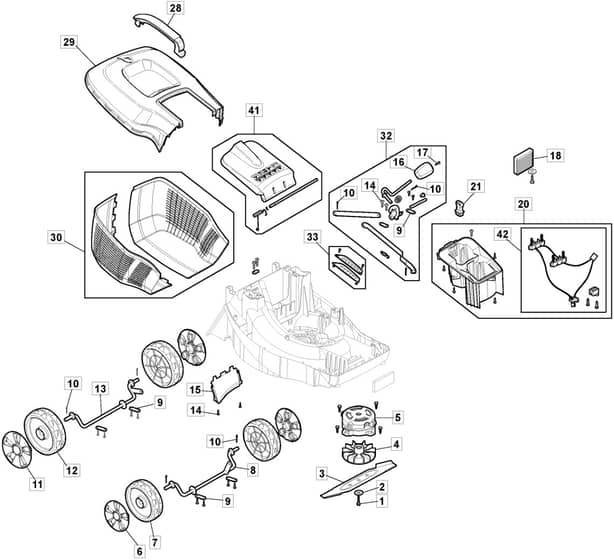 ELECTRESS 38 Li Kit - 2021-2022 - 291382063/M21 - Mountfield Rotary Mower Main Assembly Diagram