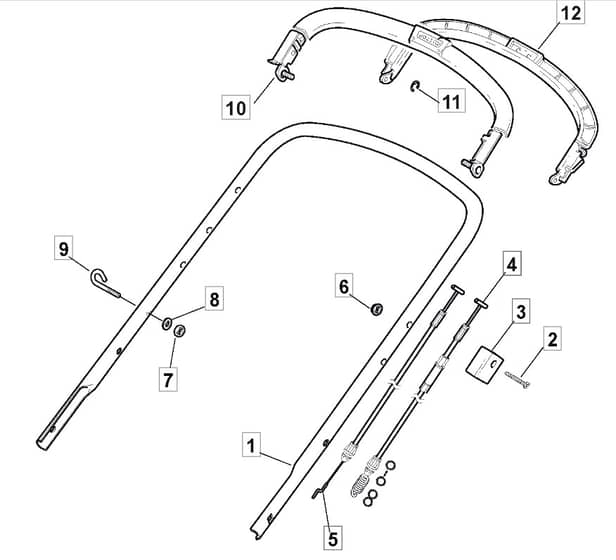 4820 PD BW EL 4S - 2015 - 299487523/MTF - Mountfield Rotary Mower Upper Handle Diagram