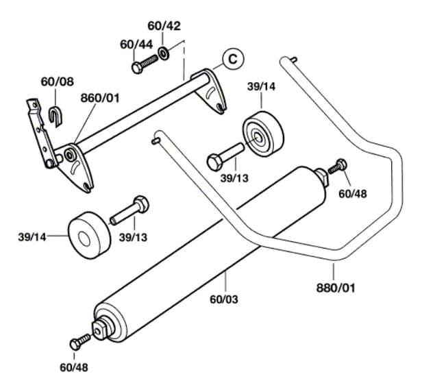 Atco Windsor 12S - 3616C02A70 - Front Roller Assembly