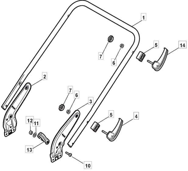 S461 PD - 2010-2011 - 299482143/M10 - Mountfield Rotary Mower Lower Handle Diagram