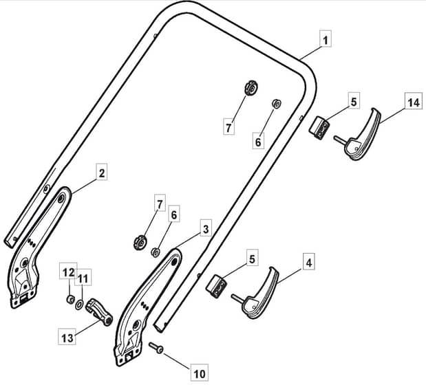 S464 PD - 2010-2013 - 299483043/M10 - Mountfield Rotary Mower Lower Handle Diagram