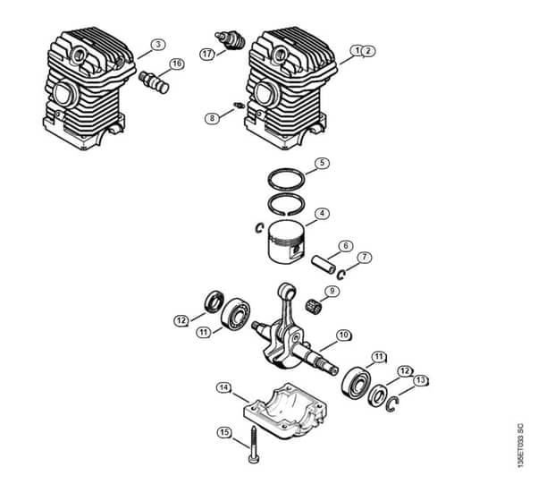 Stihl 023 L Engine - B-Group
