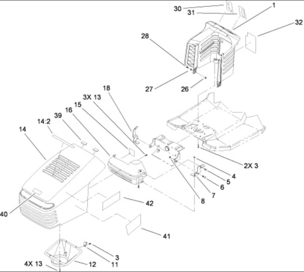 Hayter RT380H - 135E (135E280000001 - 135E280999999) - Hood - Tower Assy