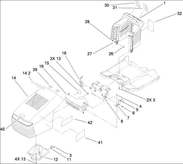 Hayter RT380H - 135E (135E290000001 - 135E290999999) - Hood - Tower Assy