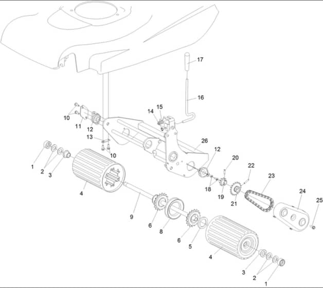 Hayter Harrier 48 BBC AD - 493J (400000000 - 999999999) - Rear Roller Mainframe