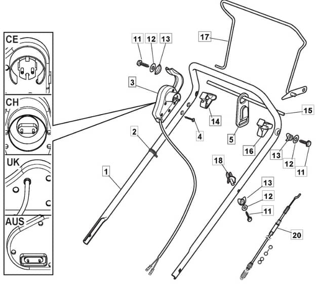 MLM 1800 - 2013 - 295486674/CAS - Mountfield Rotary Mower Upper Handle Diagram
