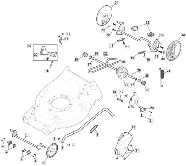 HW531 PD - 2019-2021 - 294556843/M19 - Mountfield Rotary Mower Height Adjusting Diagram