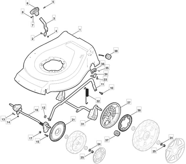HW512 PD 4S - 2010 - 299537833/MFR - Mountfield Rotary Mower Height Adjusting Diagram