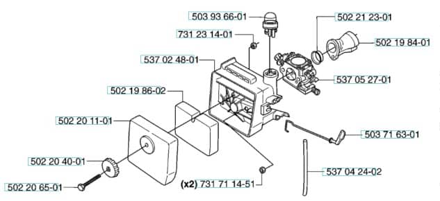 Husqvarna 235Rll from 20144900001-Current - Carburetor & Air Filter