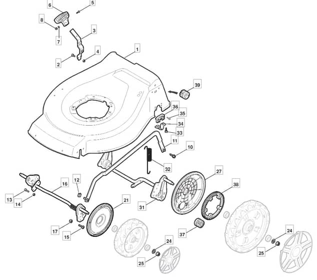 HW464 PD - 2010 - 299487043/M10 - Mountfield Rotary Mower Height Adjusting Diagram