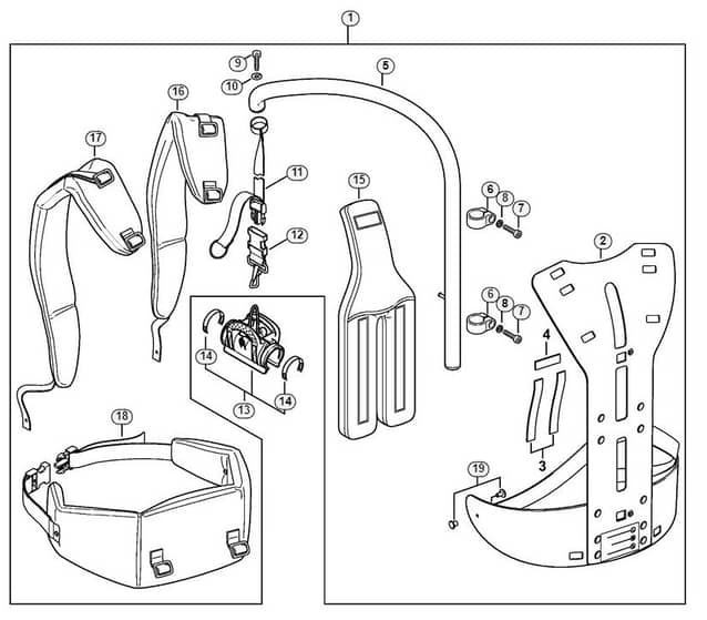Genuine Stihl HT131 / V - Back mounted support system RTS