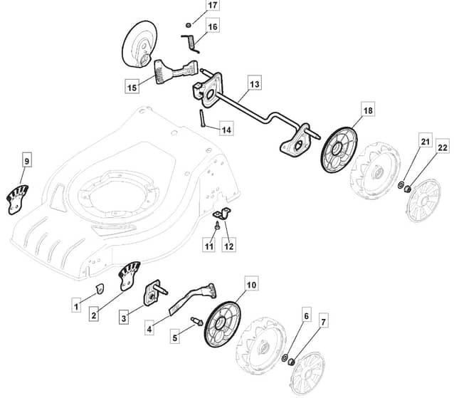 S42 PD Li - 2017 - 295432003/M17 - Mountfield Rotary Mower Height Adjusting Diagram