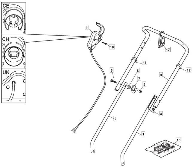 EL 350 - 2006-2007 - 297353653/MO6 - Mountfield Rotary Mower Handle Diagram