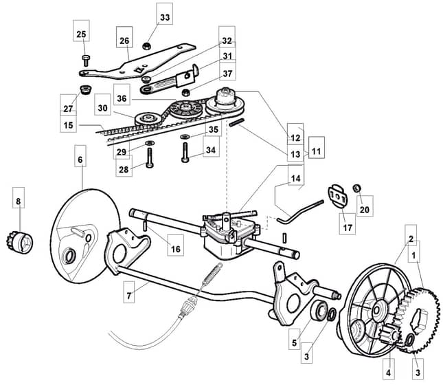 QUIET 514 PD - 2008 - 291572043/UM8 - Mountfield Rotary Mower Transmission Diagram