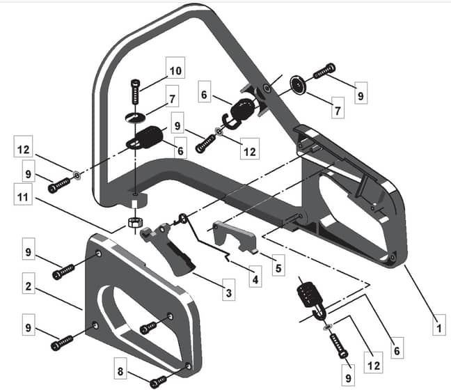 MC 363 - 2006-2007 - 222614003/MOU - Mountfield Chainsaw Handle Diagram