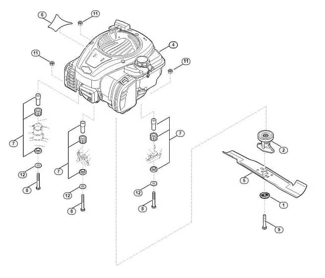 Genuine Stihl RM443.0 T / D - Engine, blade