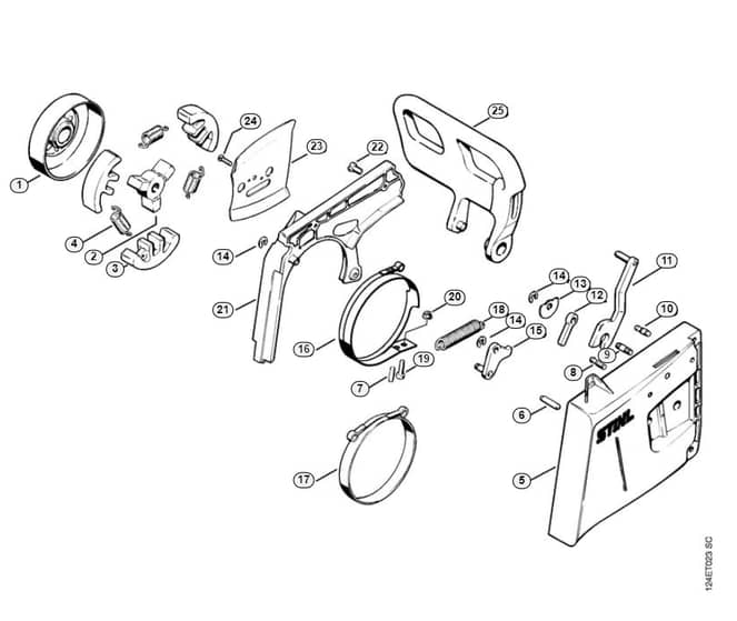 Stihl 051 Q Chain Brake, Chain Sprocket Cover - E-Group