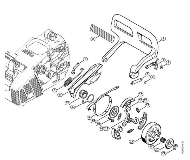 Stihl 019 T Hand Guard, Chain Brake - C-Group