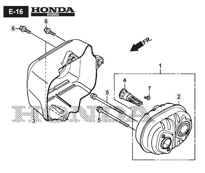 HP425 - 2019-2021 - 2L0431038/M19 - Mountfield Rotary Mower Exhaust Muffler Diagram