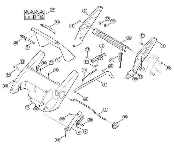 Genuine Stihl RM545.0 VR / C - Frame, Height adjustment