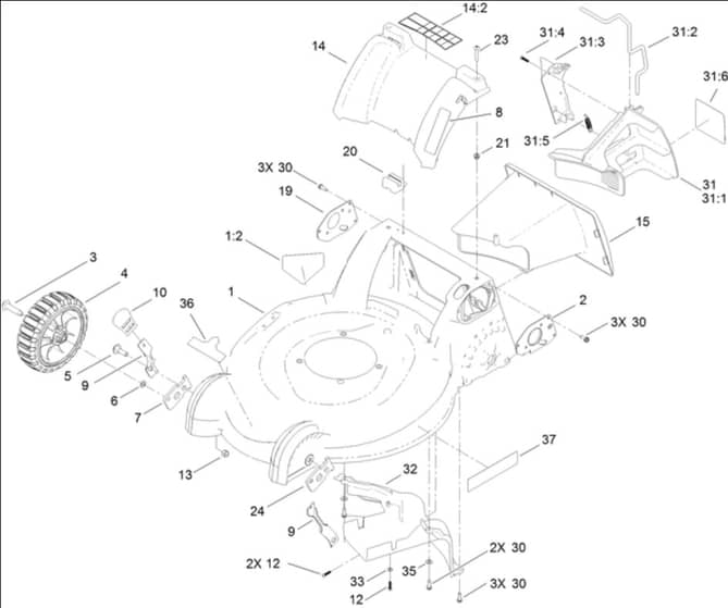 Hayter R53A - 449F (449F313000001 - 449F313999999) - Front Wheel Assy