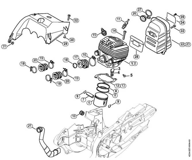 Genuine Stihl TS700 / B - Cylinder, Muffler