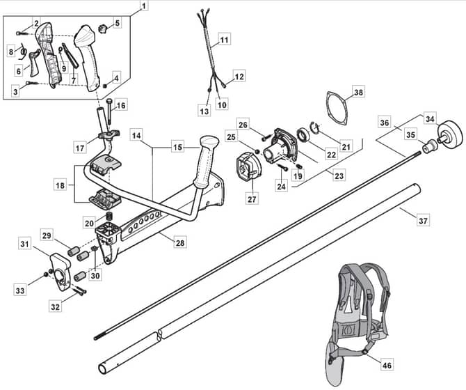 MB 4302 - 2010-2012 - 281621003/MO9 - Mountfield Brushcutter Handle Diagram