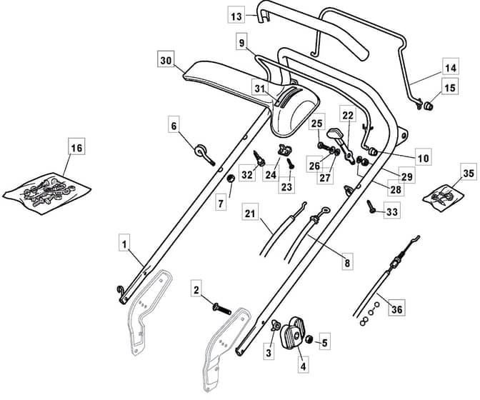 ML5590 PD - 2009 - 292155038/GI - Mountfield Rotary Mower Handle Diagram
