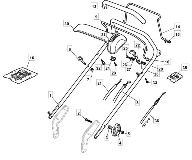 ML5590 PD - 2009 - 292155038/IM9 - Mountfield Rotary Mower Handle Diagram