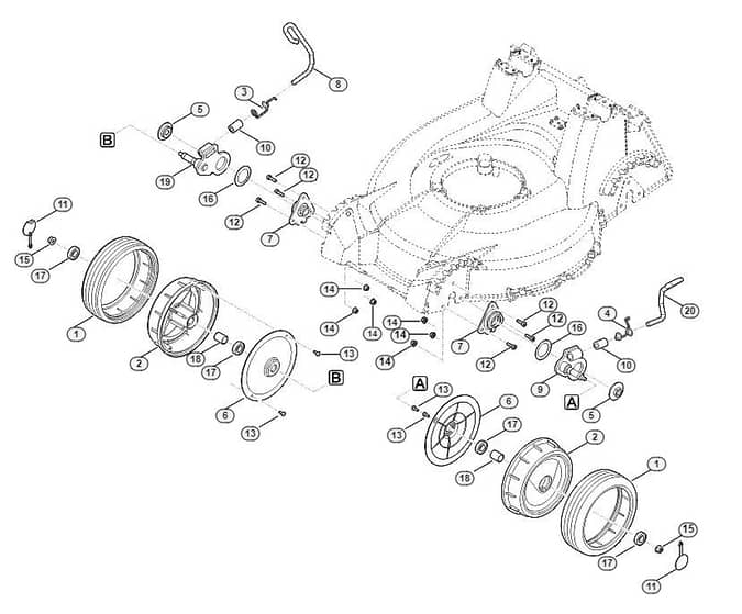 Genuine Stihl RM756.0 GC / D - Front height adjustment, front wheel