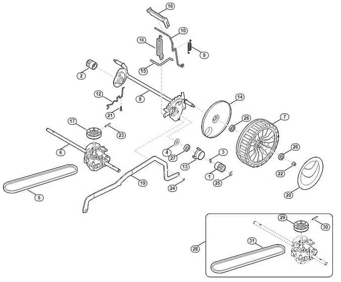 Genuine Stihl RMA443 1 TC / C - Chassis, height adjustment