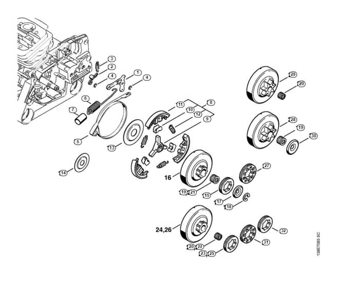 Stihl 036 Pro Chain Brake, Clutch - E-Group