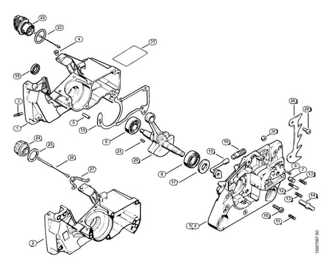 Stihl 026 W Crankcase - A-Group