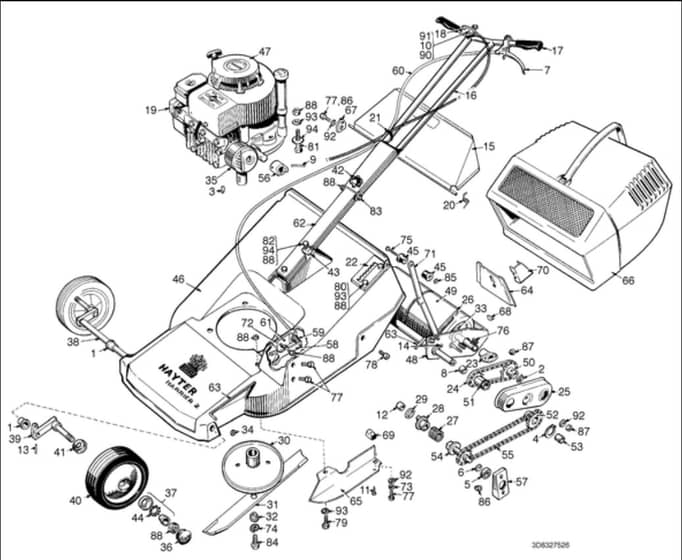 Hayter Harrier 19 - 083 (083-27526 - 083-30525) - Mainframe Assembly